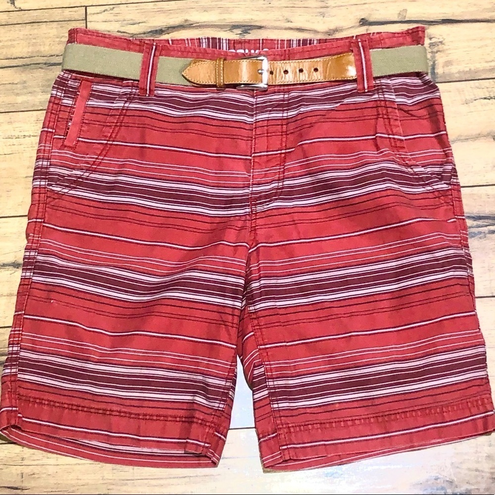 Mossimo Red Striped Shorts with Belt Size 36